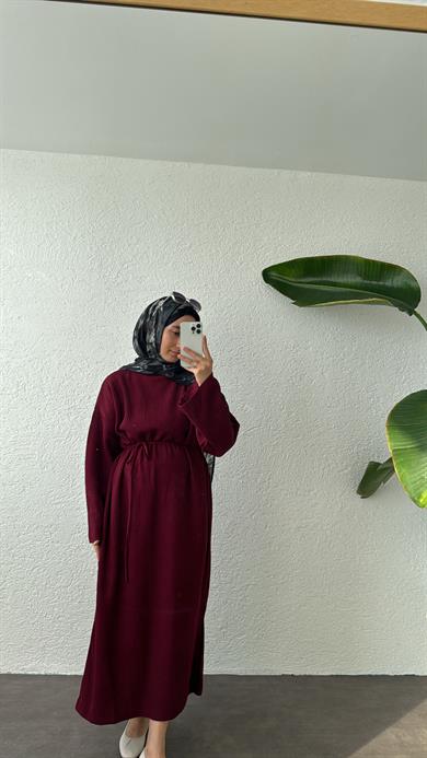 KIŞLIK TRİKO ELBİSE - BORDO