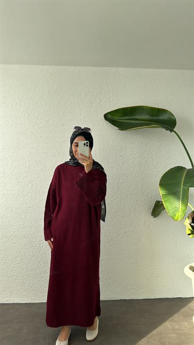 KIŞLIK TRİKO ELBİSE - BORDO