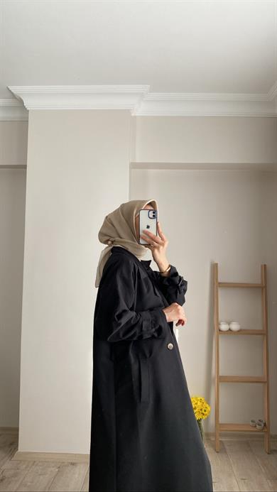 KLASİK TRENÇKOT SİYAH 