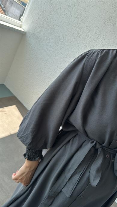 KOL GİPELİ SANTRA ELBİSE ANTRASİT