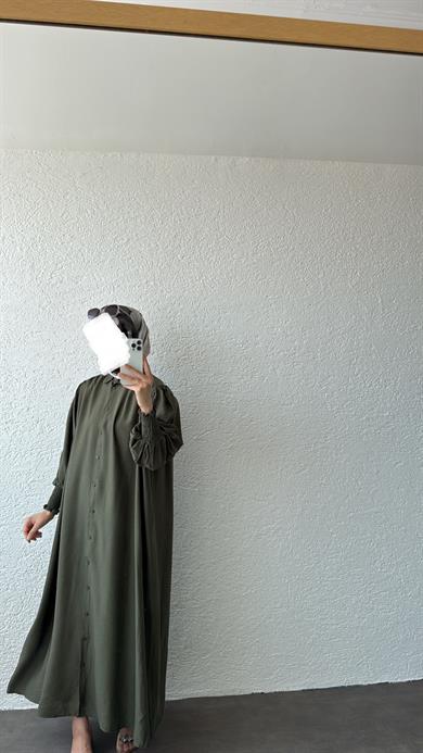 KOL GİPELİ SANTRA ELBİSE HAKİ