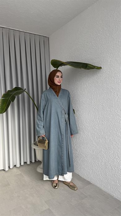 KRUVAZE DENİM TRENÇKOT AÇIK MAVİ