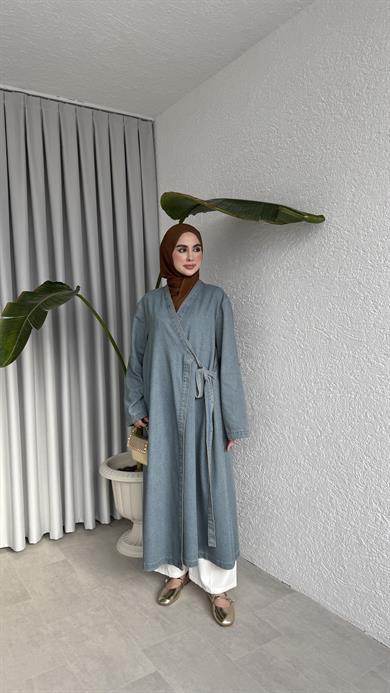 KRUVAZE DENİM TRENÇKOT AÇIK MAVİ