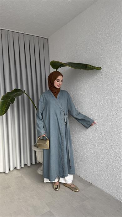 KRUVAZE DENİM TRENÇKOT AÇIK MAVİ