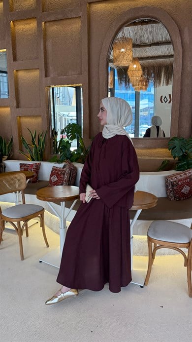 LARA KETEN ETEKLİ TAKIM - MÜRDÜM