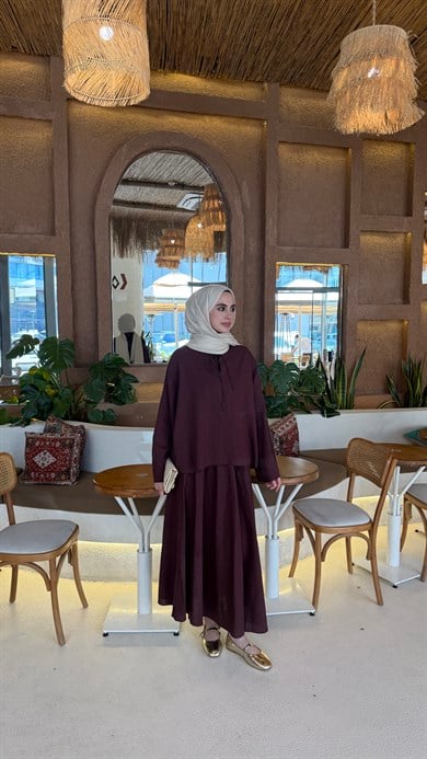 LARA KETEN ETEKLİ TAKIM - MÜRDÜM