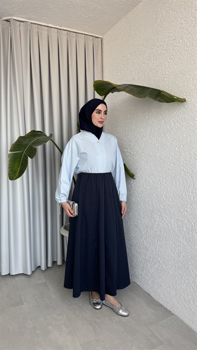 LİNA DİLİMLİ ETEK - LACİVERT