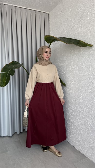 LİNA DİLİMLİ ETEK - MÜRDÜM