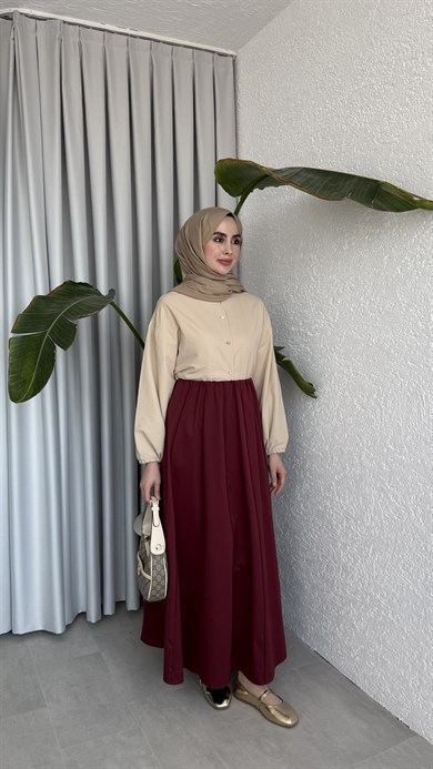 LİNA DİLİMLİ ETEK - MÜRDÜM