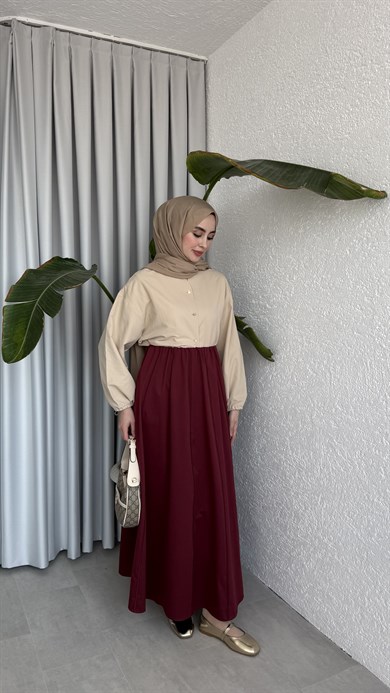 LİNA DİLİMLİ ETEK - MÜRDÜM