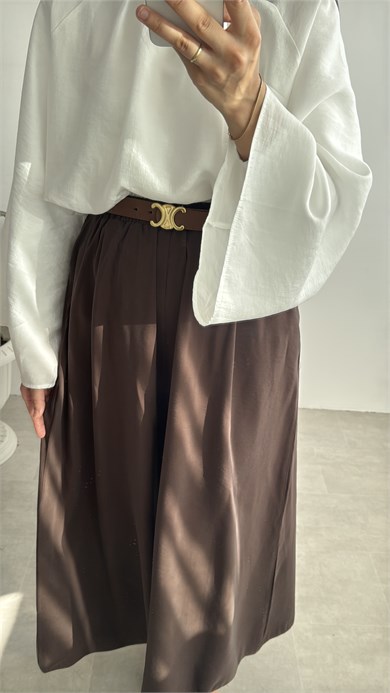 LİORA ŞALVAR PANTOLON - KAHVE