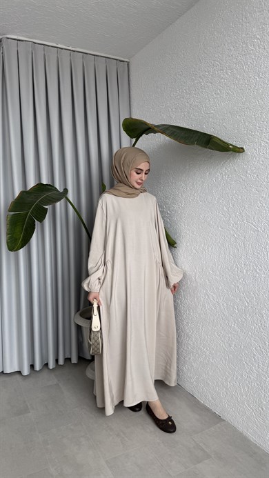 LOTUS CUPRA ELBİSE - BEJ