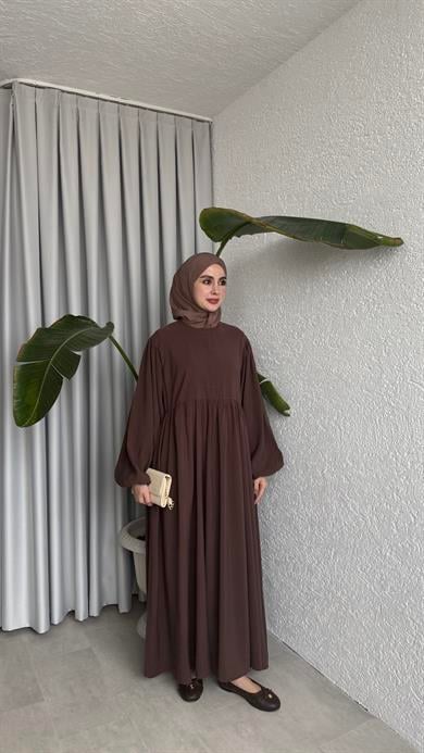 MAVERA CUPRA ELBİSE - KAHVE