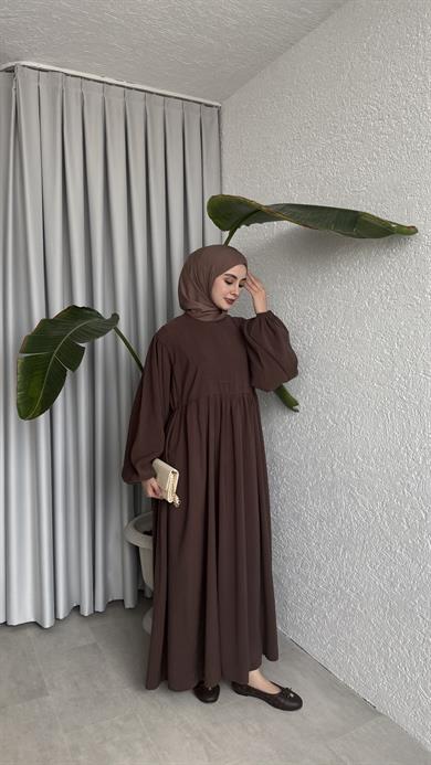 MAVERA CUPRA ELBİSE - KAHVE