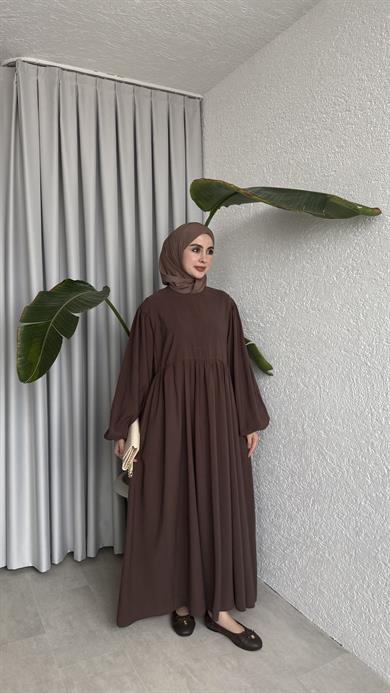 MAVERA CUPRA ELBİSE - KAHVE