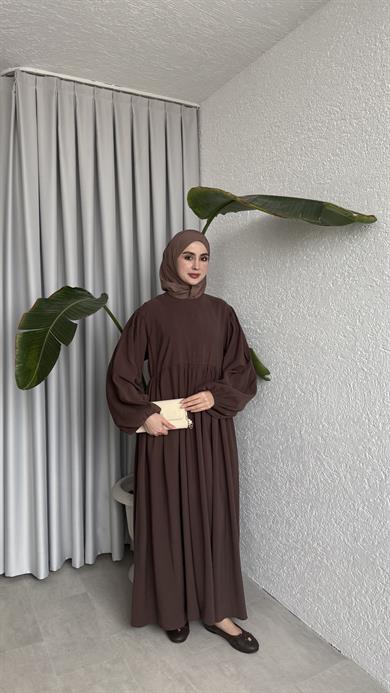 MAVERA CUPRA ELBİSE - KAHVE