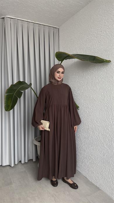 MAVERA CUPRA ELBİSE - KAHVE