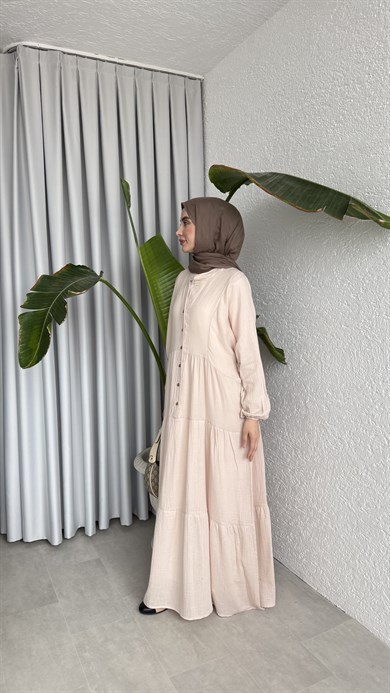 MÜSLİN KAT KAT ELBİSE - TAŞ