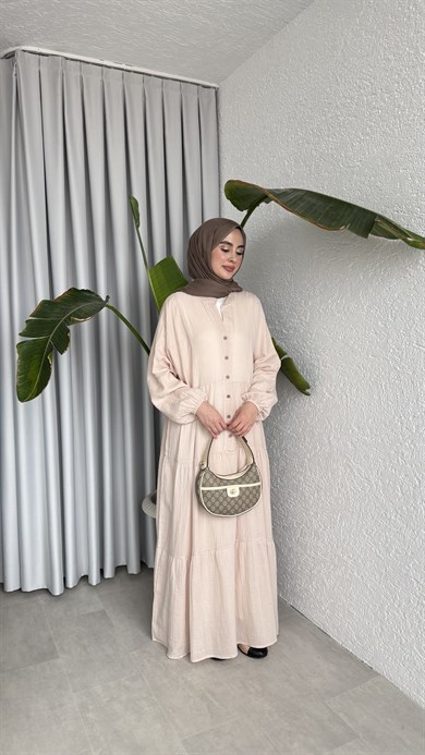 MÜSLİN KAT KAT ELBİSE - TAŞ