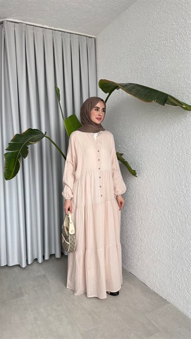 MÜSLİN KAT KAT ELBİSE - TAŞ