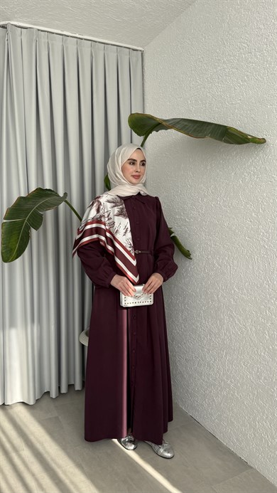 MOLLEN OMUZ ŞALLI ELBİSE -MÜRDÜM 