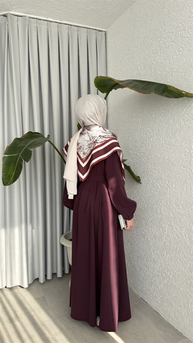 MOLLEN OMUZ ŞALLI ELBİSE -MÜRDÜM 