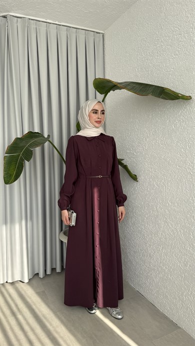 MOLLEN OMUZ ŞALLI ELBİSE -MÜRDÜM 