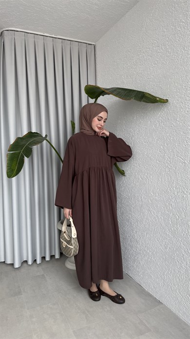 MOON CUPRA ELBİSE - KAHVE