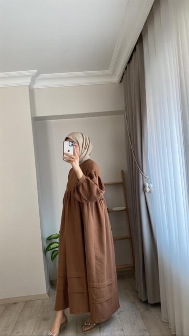 MÜSLİN ELBİSE KAHVE