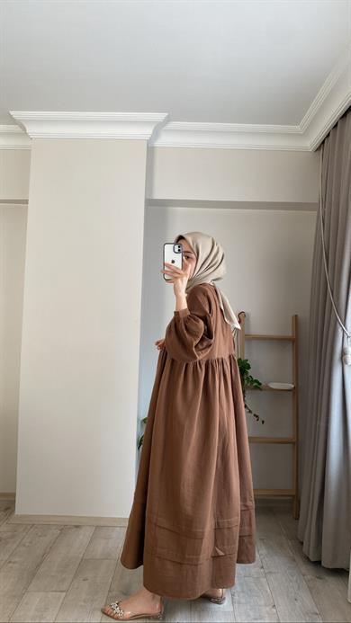 MÜSLİN ELBİSE KAHVE