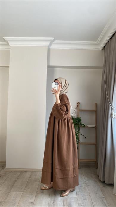 MÜSLİN ELBİSE KAHVE