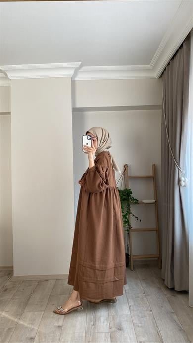 MÜSLİN ELBİSE KAHVE