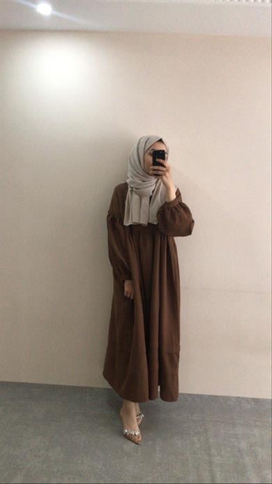 MÜSLİN ELBİSE KAHVE