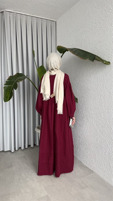 MÜSLİN ELBİSE - BORDO