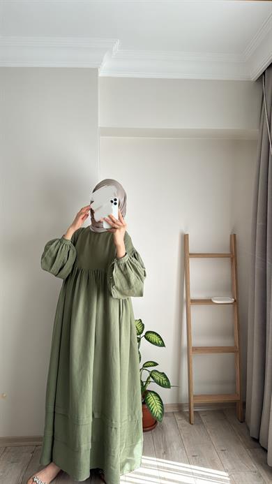 MÜSLİN ELBİSE ÇAĞLA YEŞİLİ