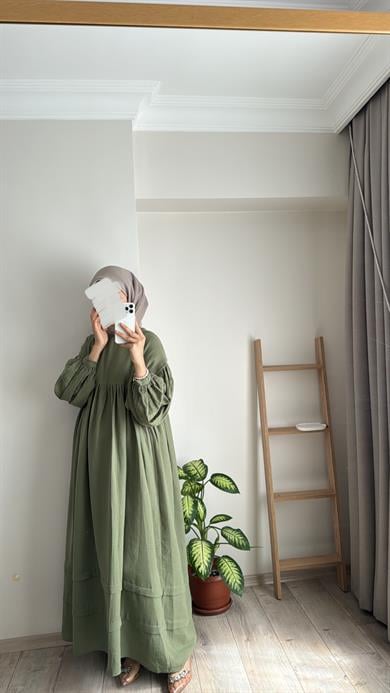 MÜSLİN ELBİSE ÇAĞLA YEŞİLİ