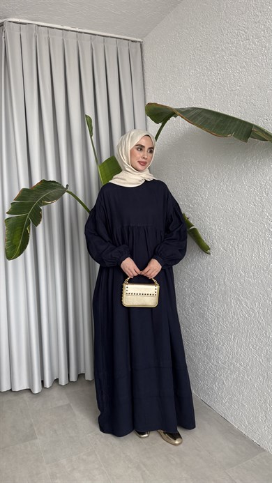 MÜSLİN ELBİSE - LACİVERT