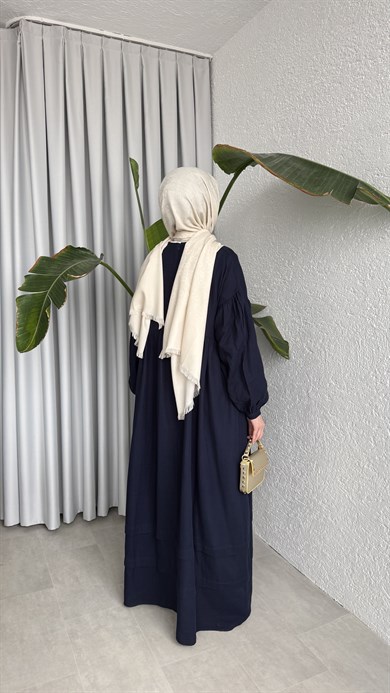 MÜSLİN ELBİSE - LACİVERT
