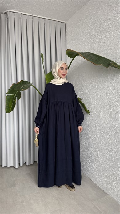 MÜSLİN ELBİSE - LACİVERT