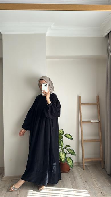 MÜSLİN ELBİSE SİYAH