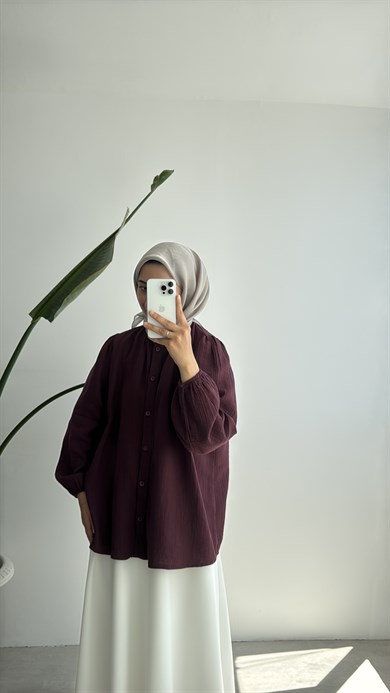MÜSLİN  GÖMLEK - BORDO