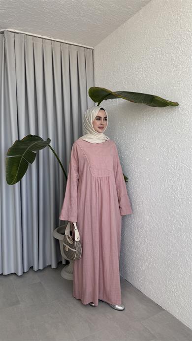 NAKIŞLI ELBİSE - PEMBE