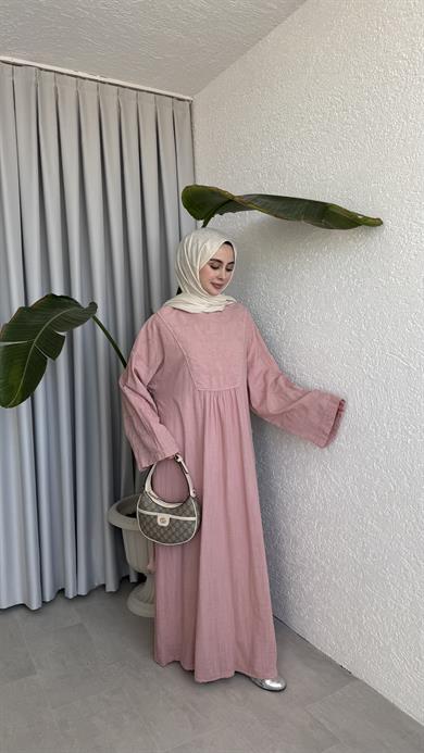 NAKIŞLI ELBİSE - PEMBE