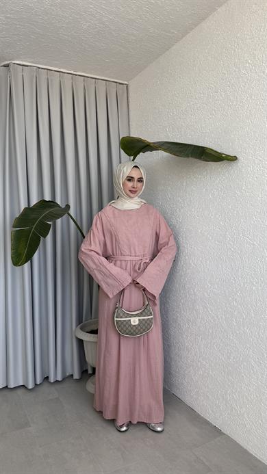 NAKIŞLI ELBİSE - PEMBE