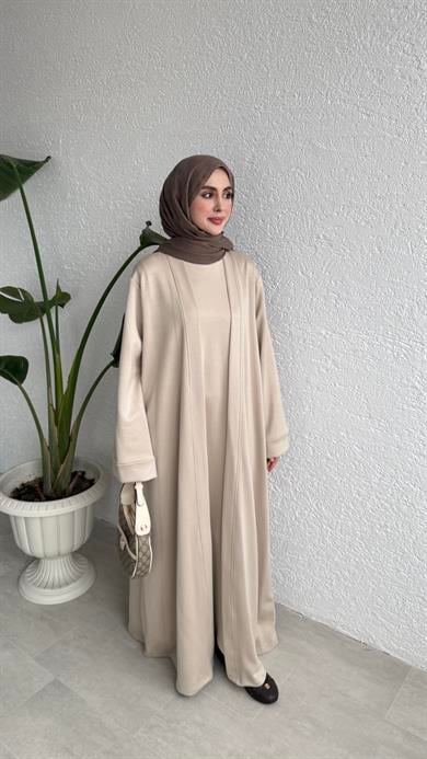 NOUR ABAYA TAKIM - BEJ