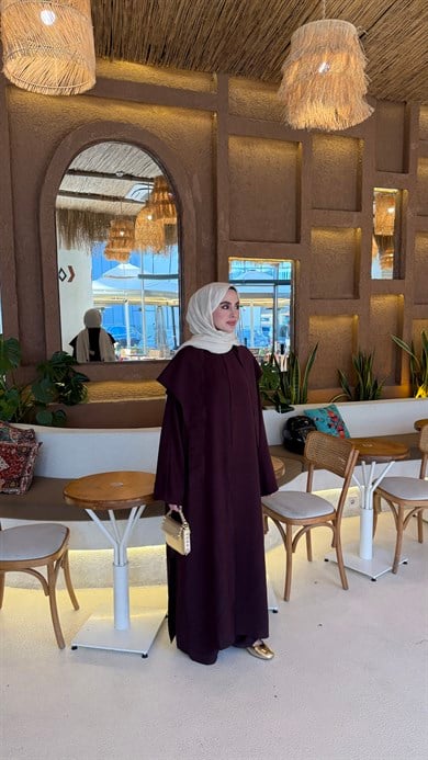 OMUZ ŞALLI YIRTMAÇLI TESETTÜR TAKIM - MÜRDÜM