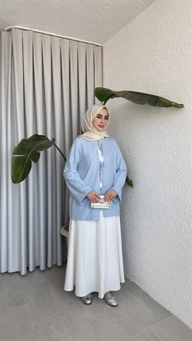 ÖNDEN BAĞLAMALI SÜPREM - BEBE MAVİSİ