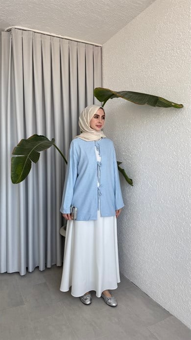 ÖNDEN BAĞLAMALI SÜPREM - BEBE MAVİSİ