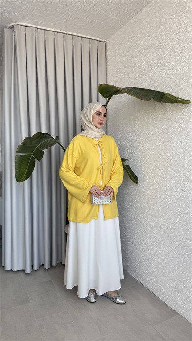ÖNDEN BAĞLAMALI SÜPREM - SARI