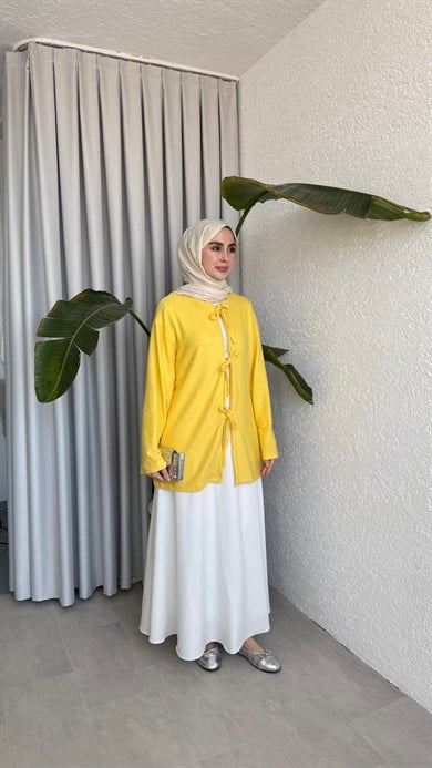 ÖNDEN BAĞLAMALI SÜPREM - SARI